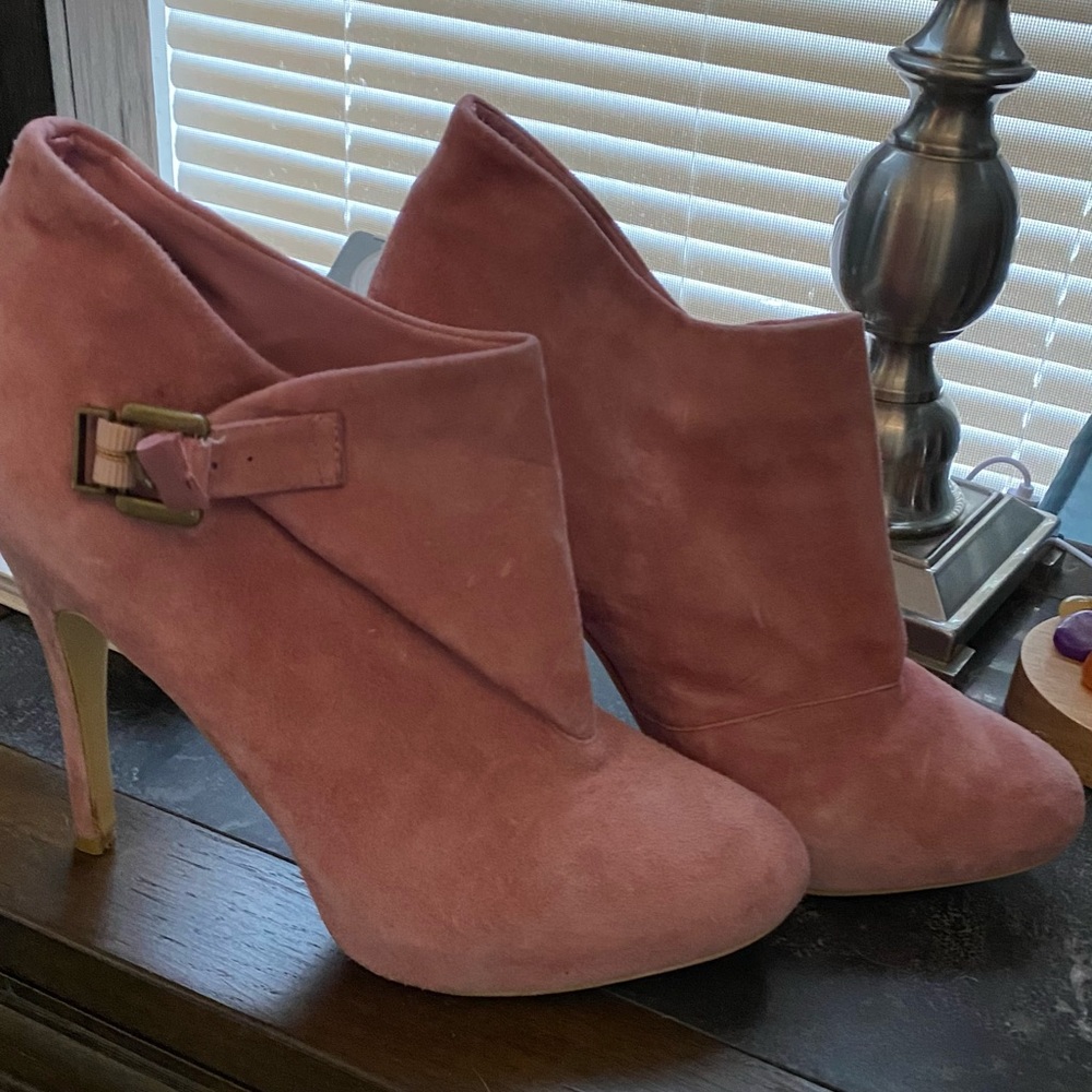 Pink high heel booties size 7.5